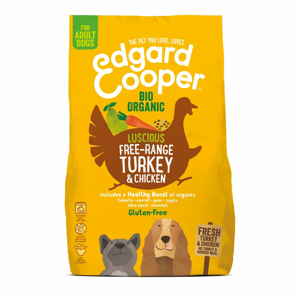 6x Edgard&Cooper Hondenvoer Biokalkoen en Biokip 700 gr