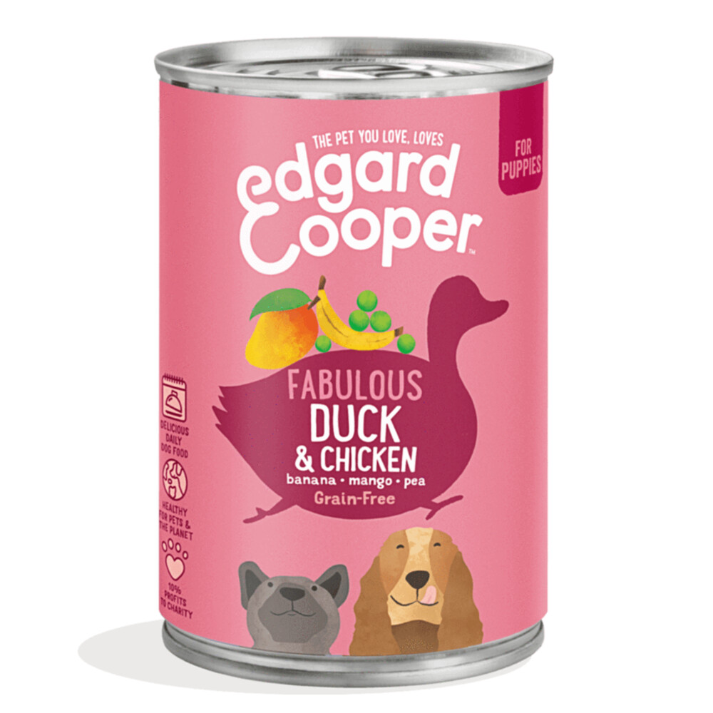 Edgard & Cooper Blik Vers Vlees Puppy Hondenvoer Eend - Kip 400 Gr |  Plein.Nl