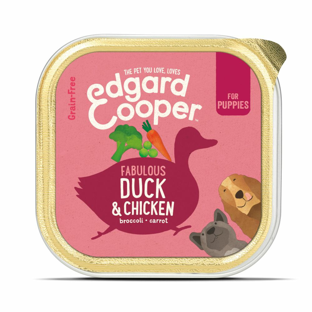 Edgard&Cooper Kuipje Duck Chicken Puppy Hondenvoer Eend Kip Broccoli 150 g Graanvrij