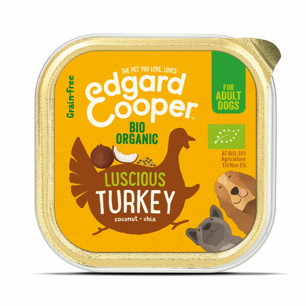 Edgard&Cooper Kuipje Bio Turkey Adult Hondenvoer Kalkoen Kokos Chiazaad 100 g Biologisch