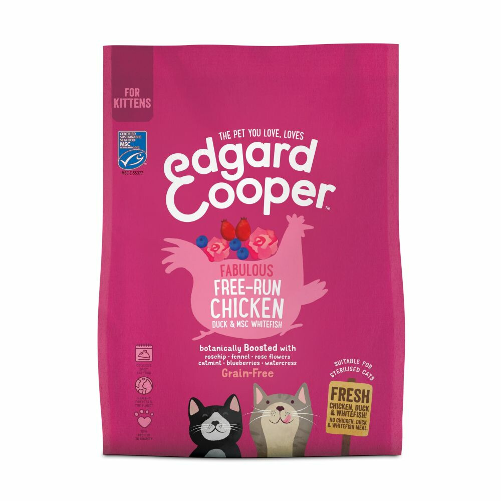 Edgard & Cooper Kitten Kip, Eend & Witvis 300 g