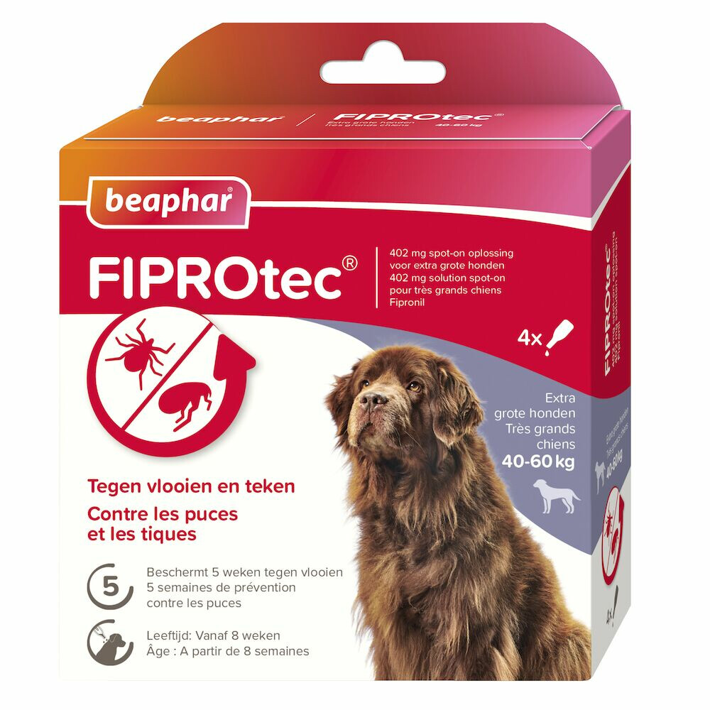 Beaphar Fiprotec Dog 3+1 pip Anti vlooien en tekenmiddel 40-60kg Vanaf 12 Maanden