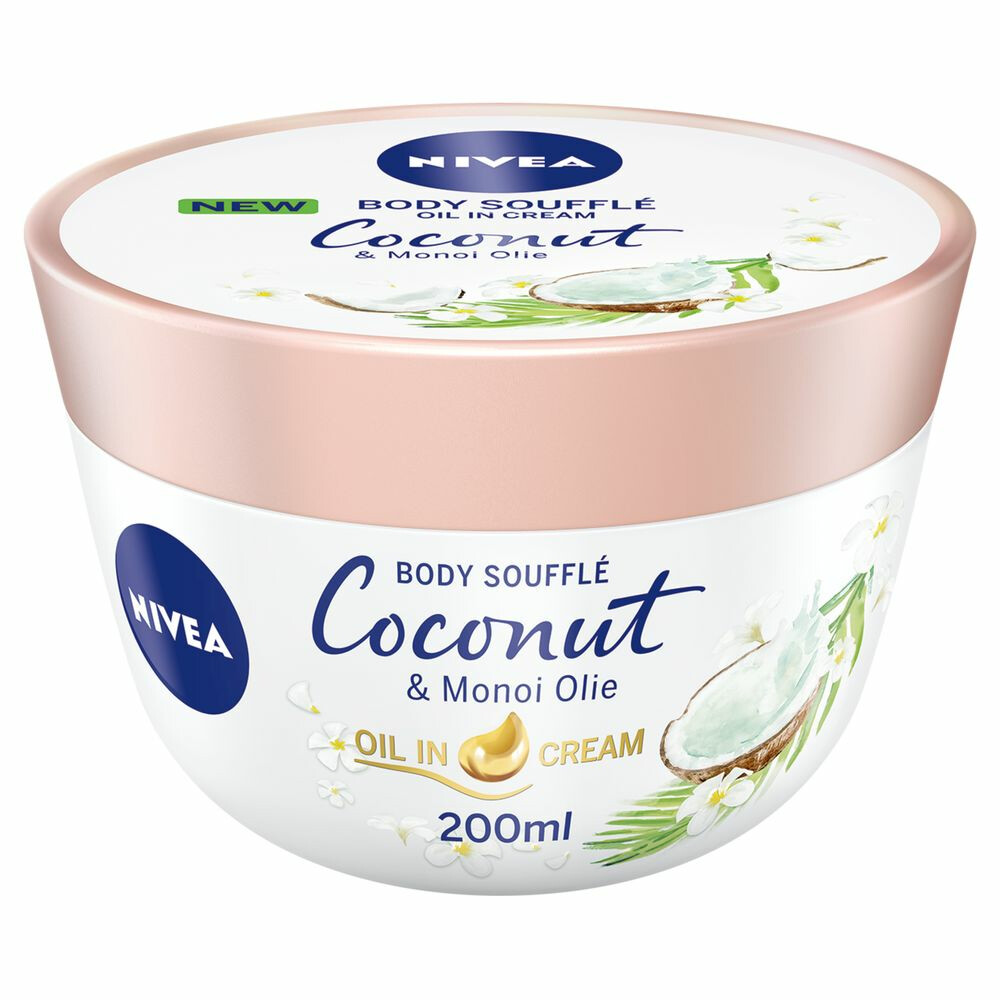 3x Nivea Coconut en Monoi Olie Body Souffle 200 ml
