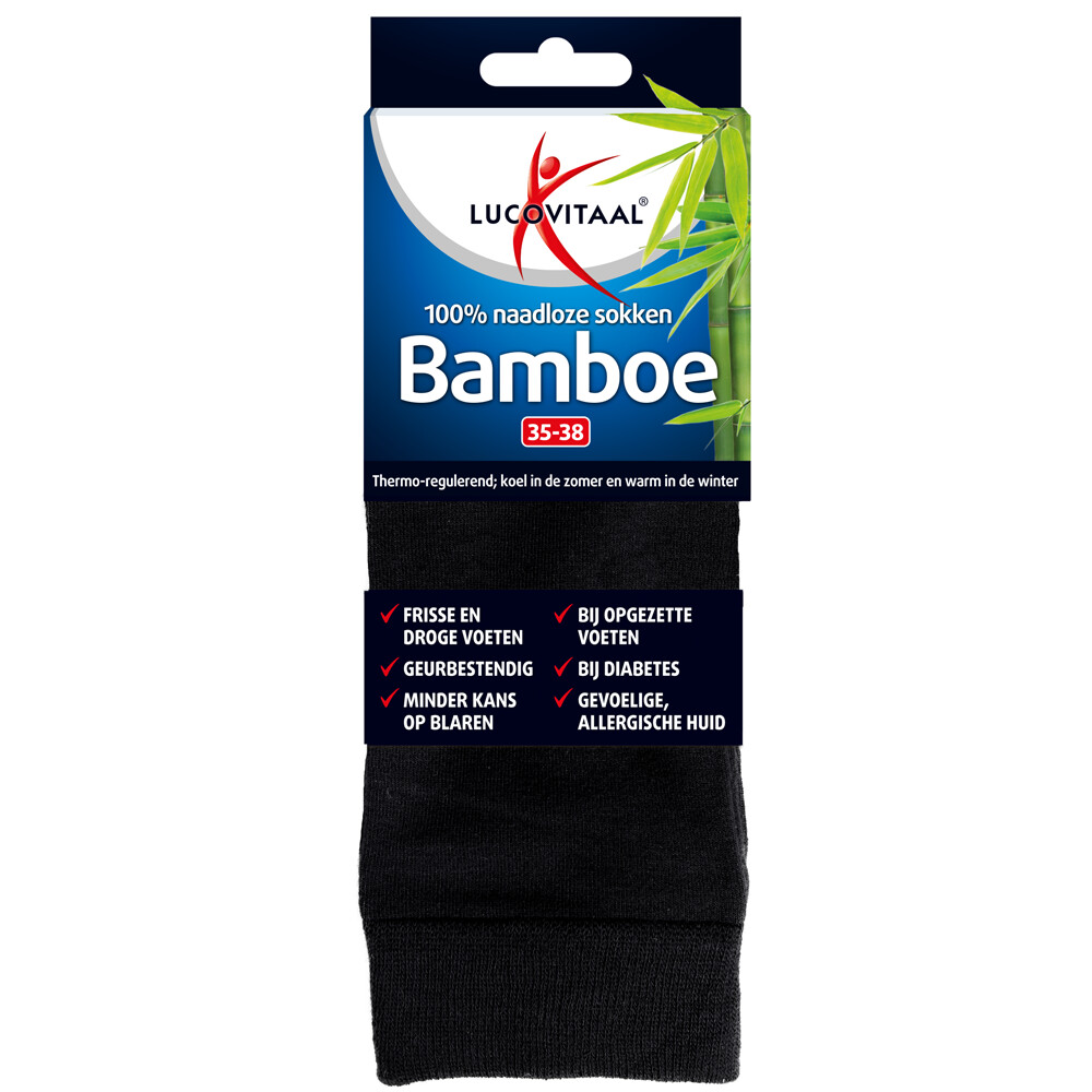 Bamboe sok lang zwart 35-38