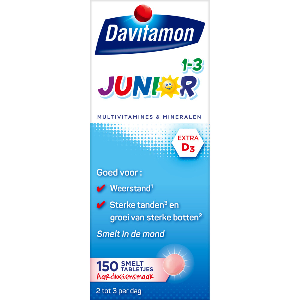 2x Davitamon Junior 1+ Multivitamines en Mineralen 150 tabletten