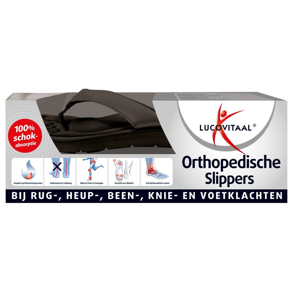 Lucovitaal Orthopedische Slipper Zwart Maat 45-46 1 paar