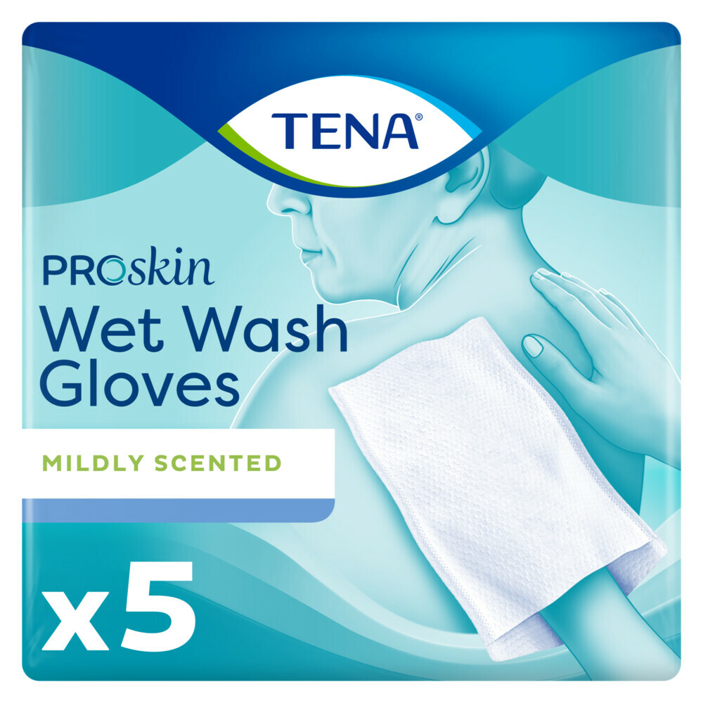 3x TENA Wet Wash Glove Mild Geparfumeerd 5 stuks