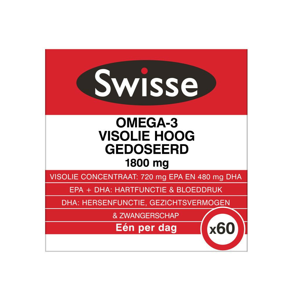 2x Swisse Voedingssupplement Omega3 Visolie Hoog Gedoseerd 60 capsules