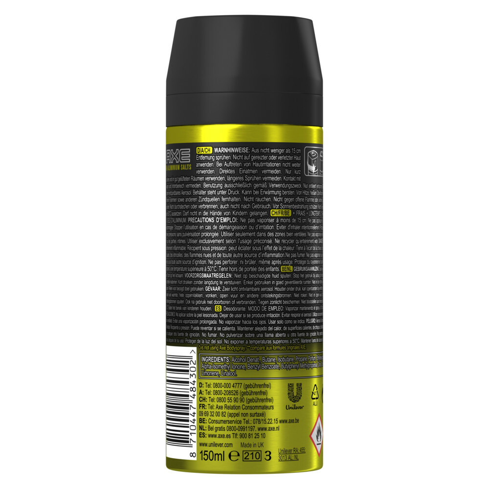 Axe Deodorant Roll-On Für Herren, Schwarz, 150 Ml – 48h Schutz, Mit Bergamotte & Zeder Duft