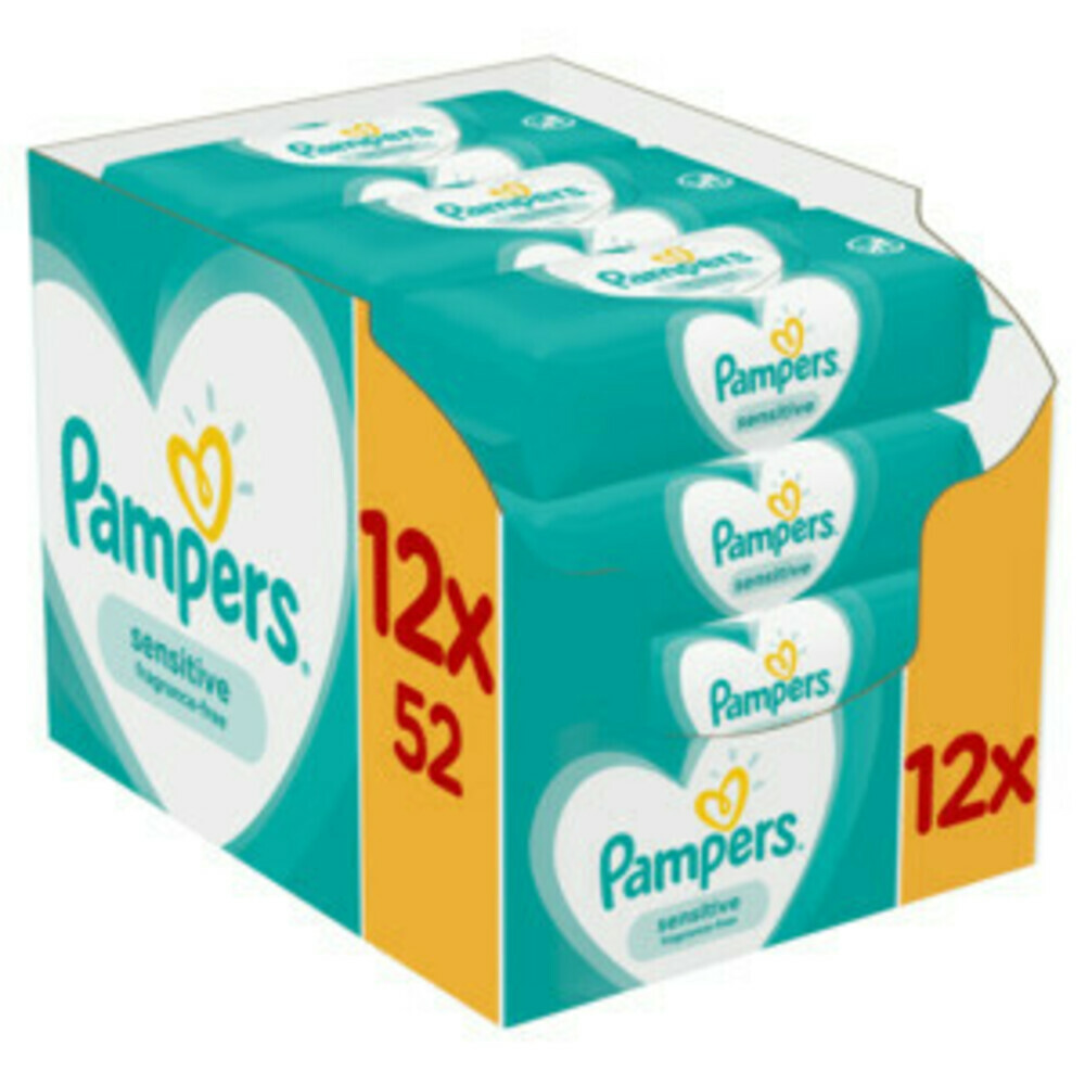 12x Pampers Billendoekjes Sensitive Navulpak 52 stuks