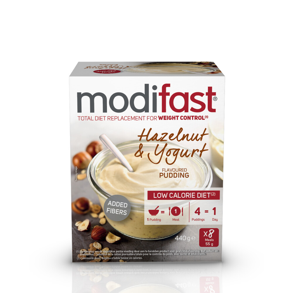Modifast Pudding yoghurt hazelnoot 8 stuks 416 Gram