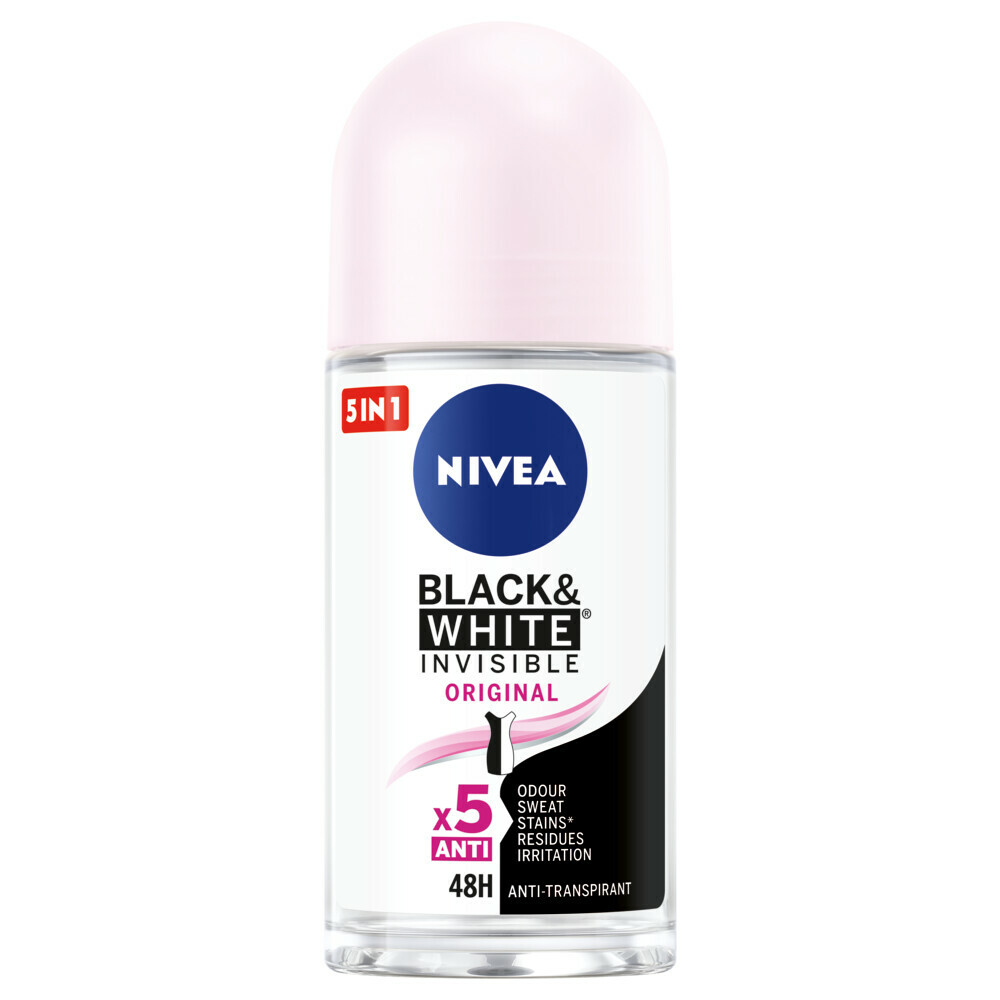 3x Nivea Deodorant Roller Invisible Black en White Clear 50 ml