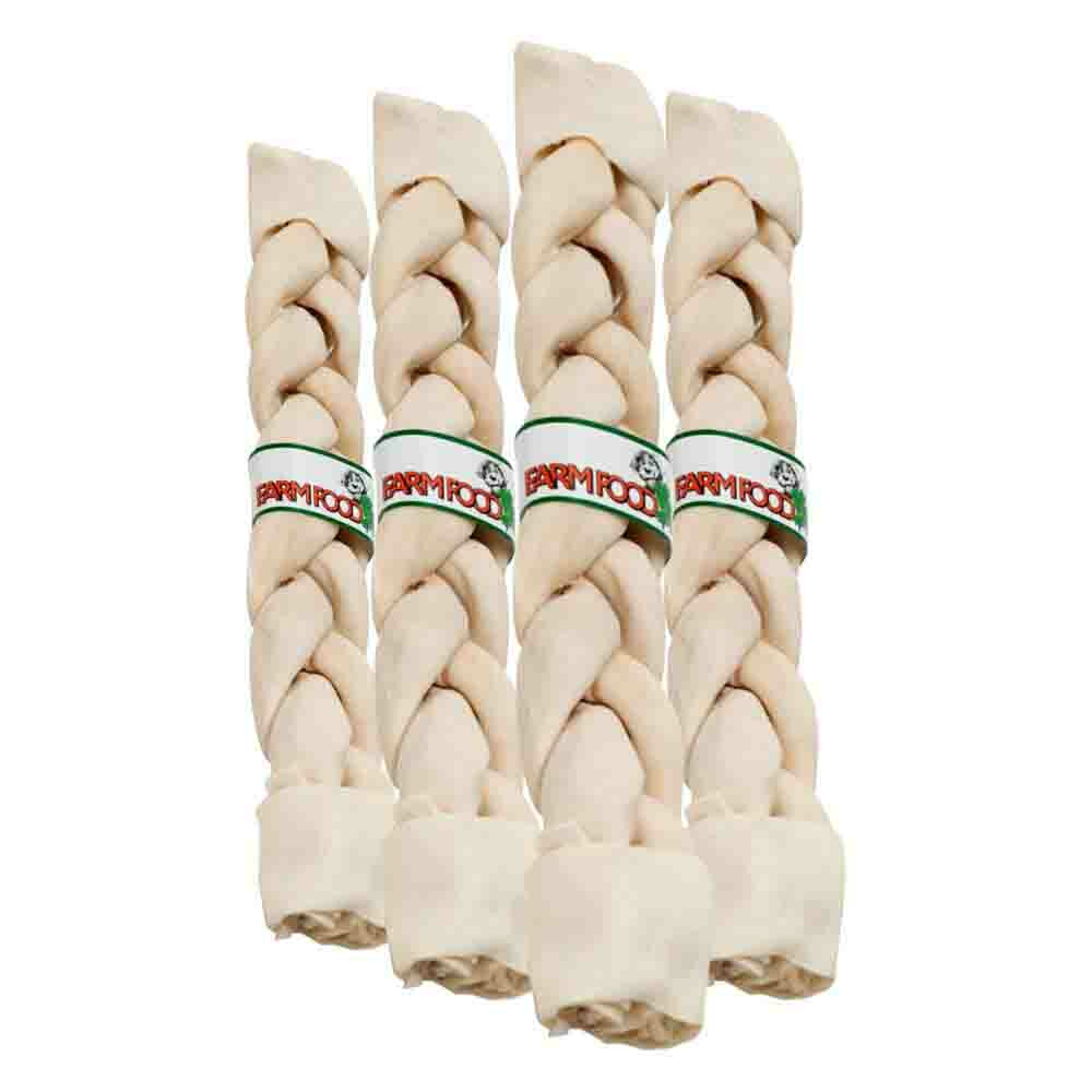 4x Farm Food Rawhide Dental Braided Stick XL