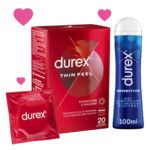 Plein Durex Thin Feel Condooms en Sensitive Glijmiddel Pakket aanbieding