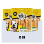 15x Voskes Hondensnack Rawhide Sticks Kip 400 gr