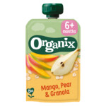 6x Organix Knijpfruit 6+m Mango Peer &amp; Granola  100 gr