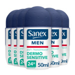 6x Sanex Deodorant Roller Men Sensitive  50 ml