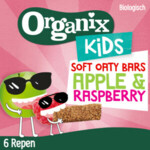 6x Organix Kids Haverreep Appel & Framboos 3+ jaar