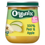 6x Organix Biologisch Fruithapje 100% Peer & Appel 6+ mnd