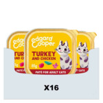 16x Edgard & Cooper Kattenvoer Adult Pate Kalkoen - Kip 85 gr