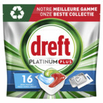 Dreft Platinum Plus All In One Vaatwastabletten Deep Clean  16 stuks