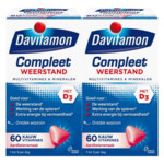 Plein <b>2x</b> Davitamon Compleet Weerstand Kauwvitamines Aardbei aanbieding