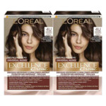 2x L'Oréal Excellence Crème Universal Nudes Permanente Haarkleuring 4U Universeel Middenbruin - 30.17 euro