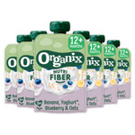6x Organix Knijpfruit Nutri Fiber Banaan Blauwe Bes Yoghurt 12+m  100 gr