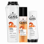 Gliss Total Repair - Shampoo, Conditioner &amp; Anti-klit Spray - Pakket