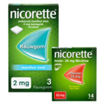 Nicorette patches 25mg + Nicorette kauwgom mint 2mg 30 stuks Pakket