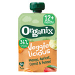 6x Organix Knijpfruit 12+m Mango, Abrikoos, Wortel & Venkel