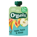 6x Organix Knijpfruit 12+m Appel, Perzik & Mango