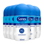 6x Sanex Deodorant Roller Dermo Extra Control  50 ml