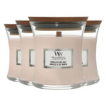 4x WoodWick Geurkaars Mini Vanilla & Sea Salt