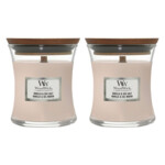 2x WoodWick Geurkaars Mini Vanilla & Sea Salt