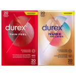 Durex - Thin Feel Condooms 20 stuks & Nude No Latex Condooms 20 stuks - Pakket