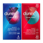 Durex - Love Condoooms 6 stuks & Thin Feel Condooms 10 stuks - Pakket