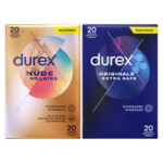 Durex - Extra Safe Condooms 20 stuks & Nude No Latex 20 stuks Pakket