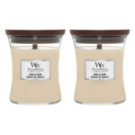 2x WoodWick Geurkaars Medium Vanilla Bean - 45.71 euro