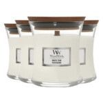 4x WoodWick Geurkaars Mini White Teak - 38.27 euro