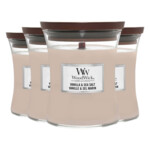 4x WoodWick Geurkaars Medium Vanilla & Sea Salt - 79.81 euro