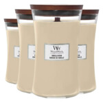 4x WoodWick Geurkaars Large Vanilla Bean - 118.99 euro