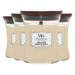 4x WoodWick Geurkaars Medium Vanilla Bean - 86.49 euro