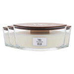 4x WoodWick Geurkaars Ellipse White Teak - 110 euro