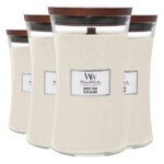 4x WoodWick Geurkaars Large White Teak - 113.02 euro