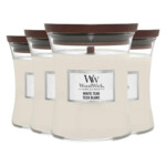 4x WoodWick Geurkaars Medium White Teak - 78.45 euro