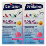 Plein <b>2x</b> Davitamon Junior 3+ Kauwvitamines Framboos aanbieding