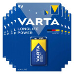 8x Varta Longlife Power Alkaline Batterijen 9V 565 mAh - 28.95 euro