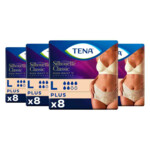 4x TENA Silhouette Classic Underwear High Waist Blanc Plus L - 43.55 euro