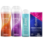 Durex - Massage 2in1 Ylang Ylang 200ml & Massage 2in1 Aloe Vera 200ml & Tingle 100ml & Orgasm Intense Stimulerende Glijmiddel 10ml Pakket - 44.4 euro